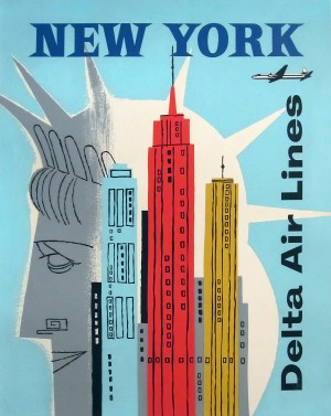 Delta Air Lines Vintage Poster for New York